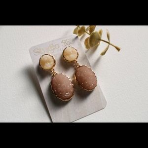 Pink Mauve Druzy Dangle Earrings